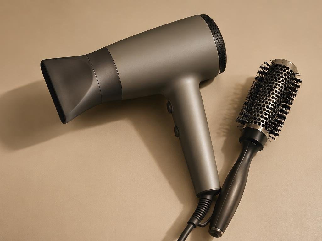 Healthy hair being gently styled as part of a haircare routine